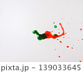 Lab Syringe Adjacent Spreading Green And Red Stains On Pristine Surface, Spill Suggesting Accidental Chemical 139033645