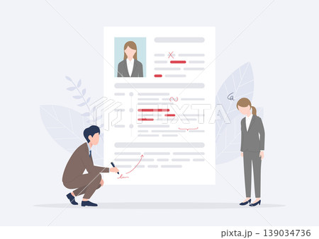履歴書やエントリーシートの添削をプロにしてもらう若い女性 139034736