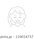 笑顔の女性アイコン（シンプル線画・かわいい・ブログ素材・人物イラスト） 139034737