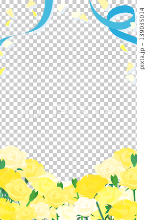 Transparent frame with yellow carnations, roses, and ribbons (vertical) Transparent frame with yellow carnations, roses, and ribbons (vertical) 139035014