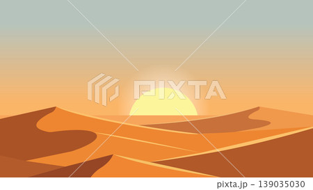 Landscape Dying Sun Melts Into Sand Silence 139035030