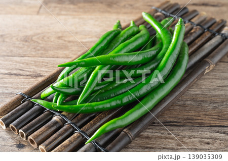 Green chili peppers Green chili peppers 139035309