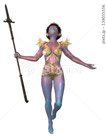 3D Fantasy Warrior with Gold Armor and Spear 3D Fantasy Warrior with Gold Armor and Spear 139035556