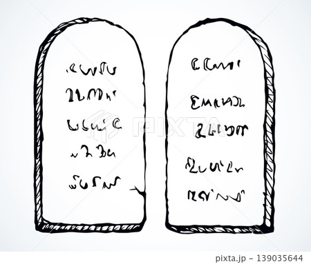 Tablets with 10 commandments. Vector drawing 139035644
