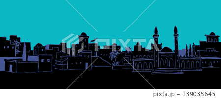 Old Arabic city. Vector drawing 139035645