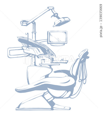 Stogmatology chair and accessories. Vector drawing Stogmatology chair and accessories. Vector drawing 139035669