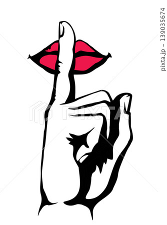 The finger shows quietly. Vector drawing The finger shows quietly. Vector drawing 139035674