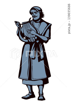 The man plays the harp. Vector drawing 139035686