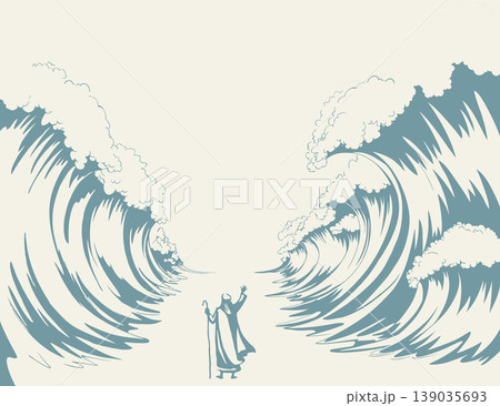 Moses with the staff. Vector drawing 139035693