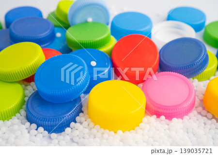 Plastic recycle pellets and caps for industrial use. Plastic recycle pellets and caps for industrial use. 139035721