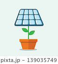 Solar panel plant in flower pot with sun for renewable green energy concept 139035749