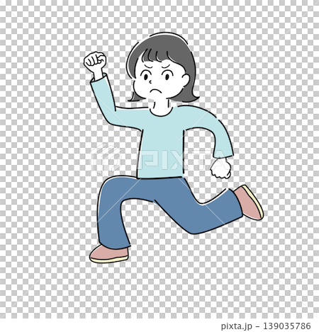怒りながら何かを追いかける女性の全身シンプルイラスト(挑戦・やる気・怒り・ストレス・人物) 怒りながら何かを追いかける女性の全身シンプルイラスト(挑戦・やる気・怒り・ストレス・人物) 139035786