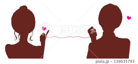 運命の赤い糸で結ばれた男女　シルエット 139035793