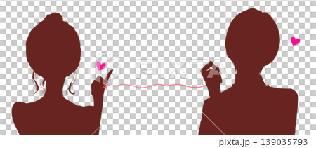 運命の赤い糸で結ばれた男女　シルエット 139035793