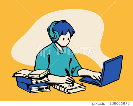 オンライン学習をする人物　通信教育オンライン授業 139035973
