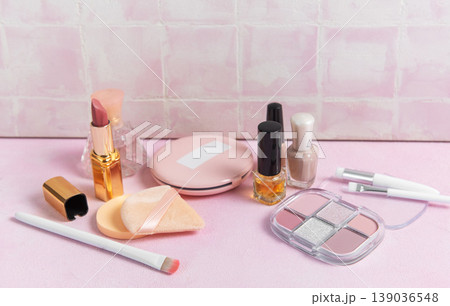 Cosmetics products creating beauty and feminine glamour concept 139036548
