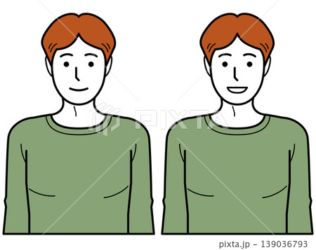 正面向き。腕をおろしたTシャツの若い男性。その2 139036793
