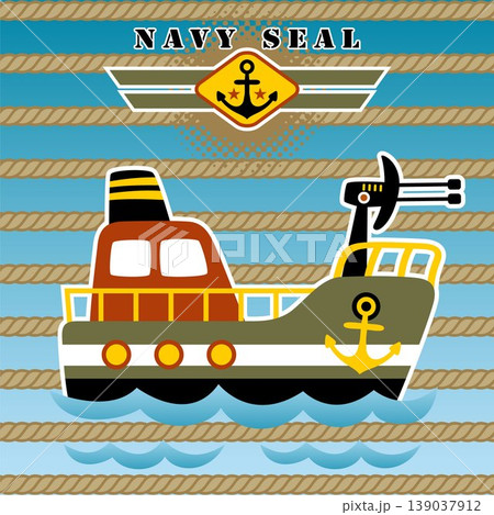 vector cartoon of warship illustration 139037912