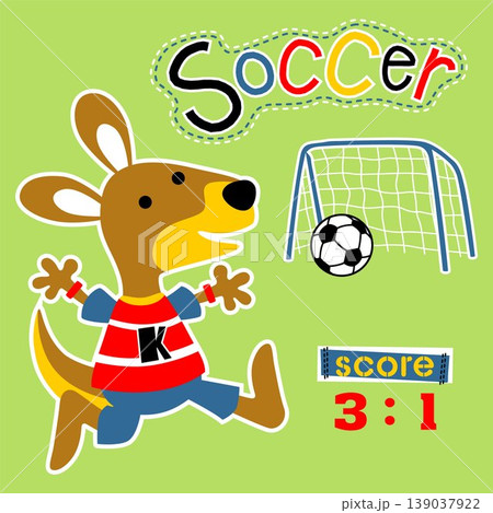 vector cartoon of funny kangaroo playing soccer vector cartoon of funny kangaroo playing soccer 139037922
