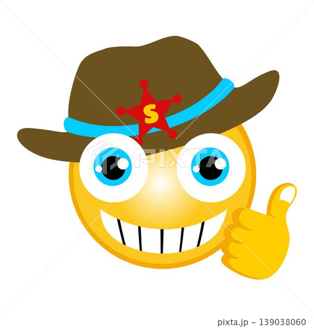 vector cartoon of cowboy emoji with thumbs up vector cartoon of cowboy emoji with thumbs up 139038060