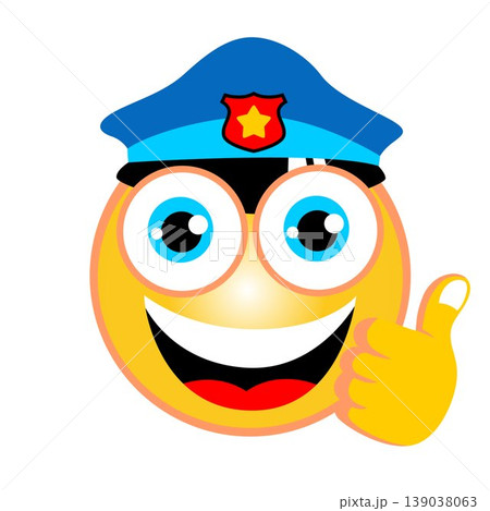 vector cartoon of policeman emoticon with thumbs up vector cartoon of policeman emoticon with thumbs up 139038063