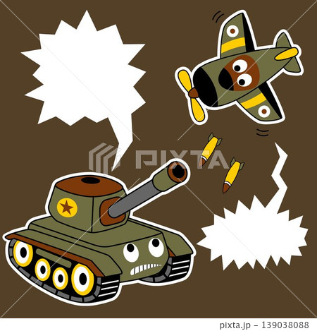 battle of tank vs fighter jet, vector cartoon illustration 139038088