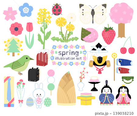春のイラストセット1 139038210