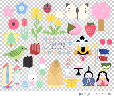 春のイラストセット1 139038210