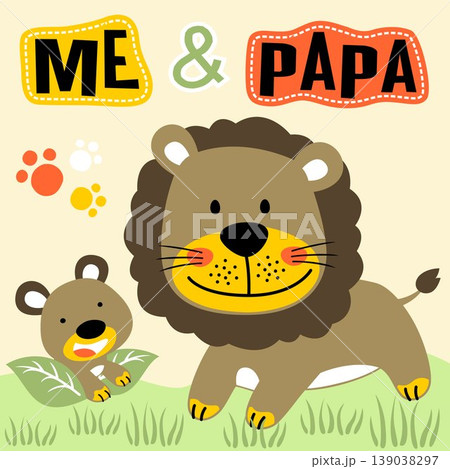 Happy lion family in the jungle, vector cartoon illustration Happy lion family in the jungle, vector cartoon illustration 139038297