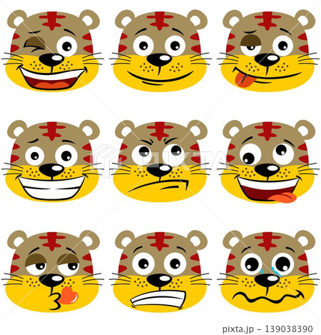 Set of funny cat facial expressions, vector cartoon illustration 139038390