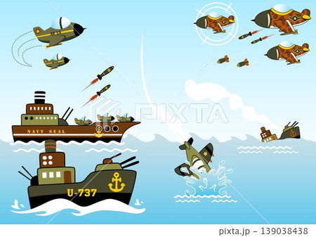 The sea war, vector cartoon illustration 139038438