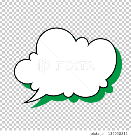 雲形吹き出しのシンプルなイラスト素材　もくもく（白背景） 139038811