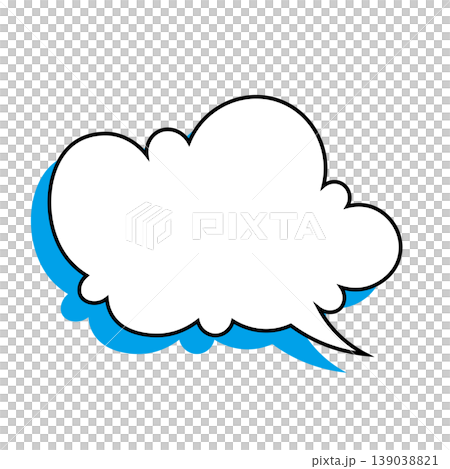 雲形吹き出しのシンプルなイラスト素材　もくもく（白背景） 139038821