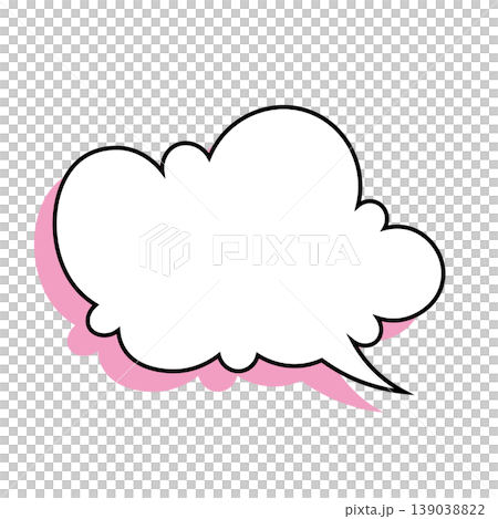 雲形吹き出しのシンプルなイラスト素材 もくもく(白背景) 雲形吹き出しのシンプルなイラスト素材 もくもく(白背景) 139038822