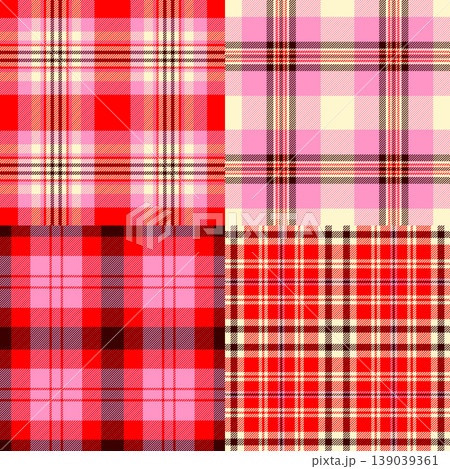 Plaid bundle featuring England and outdoor style tartans. Vector designs perfect for fashion, blankets, scarves, stationery, and digital use. 139039361