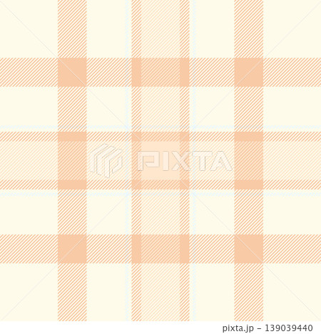 Gift plaid textile fabric, classic check tartan background. Graphical vector texture pattern seamless in ivory and orange colors. Gift plaid textile fabric, classic check tartan background. Graphical vector texture pattern seamless in ivory and orange colors. 139039440