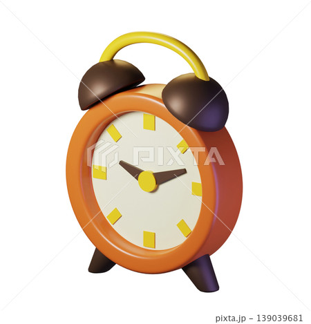 Retro alarm clock on transparent background. 3D illustration. High resolution 139039681