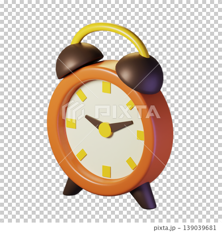 Retro alarm clock on transparent background. 3D illustration. High resolution 139039681