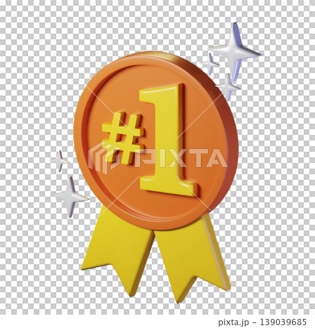 1st place medal with an orange theme. 3D illustration. High resolution 1st place medal with an orange theme. 3D illustration. High resolution 139039685