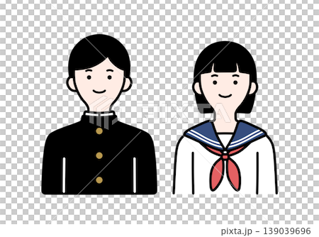 学生服を着た男女のイラスト 139039696