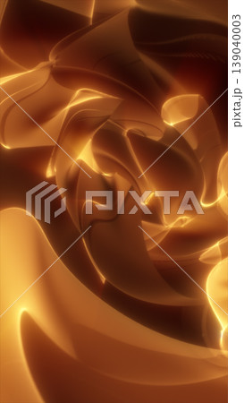 Golden flowing abstract shapes with soft glow, luxury metallic fluid background in warm amber tones 139040003