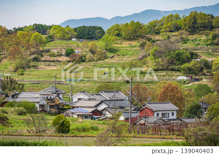 明日香村棚田風景　阪田から飛鳥歴史公園祝戸地区方面の眺め　 139040403