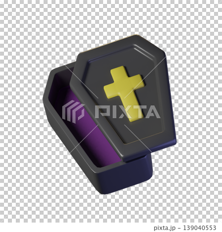 Black coffin with cross symbol. 3d render. high resolution Black coffin with cross symbol. 3d render. high resolution 139040553