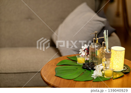 Aromatherapy Spa Products Home Wellness Decor Serene Living Space Luxurious Relaxation Tranquil Ambiance Stress Relief Self Care Experience Aromatherapy Spa Products Home Wellness Decor Serene Living Space Luxurious Relaxation Tranquil Ambiance Stress Relief Self Care Experience 139040929