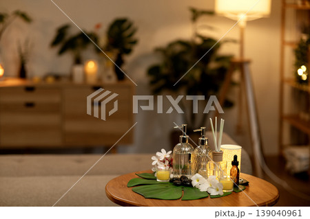 Elegant Home Spa Relaxation Setup Ambient Lighting Tranquil Environment Natural Elements Wellness Selfcare Serene Indoor Space Luxury Comfort Peaceful Design Elegant Home Spa Relaxation Setup Ambient Lighting Tranquil Environment Natural Elements Wellness Selfcare Serene Indoor Space Luxury Comfort Peaceful Design 139040961