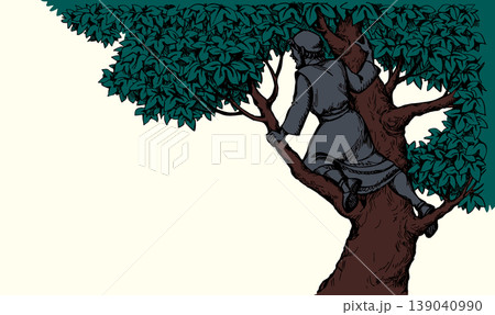 Vector drawing. Zacchaeus on the tree Vector drawing. Zacchaeus on the tree 139040990