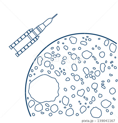 Spacecraft approaching moon drawn in simple line art style, suitable for astronomy-themed designs Spacecraft approaching moon drawn in simple line art style, suitable for astronomy-themed designs 139041167