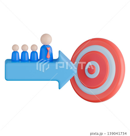 3D Leader Guiding Team Toward Target Illustration. 139041734