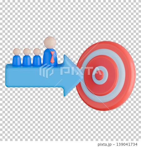 3D Leader Guiding Team Toward Target Illustration. 139041734
