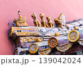 Close-up on mysterious animals on the palace roofs of the Forbidden City in Beijing that symbolizes rank and position 139042024